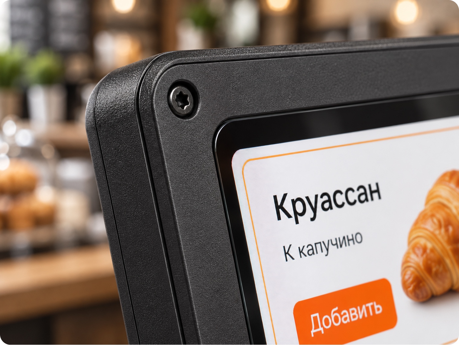 Край экрана и винт корпуса крупным планом